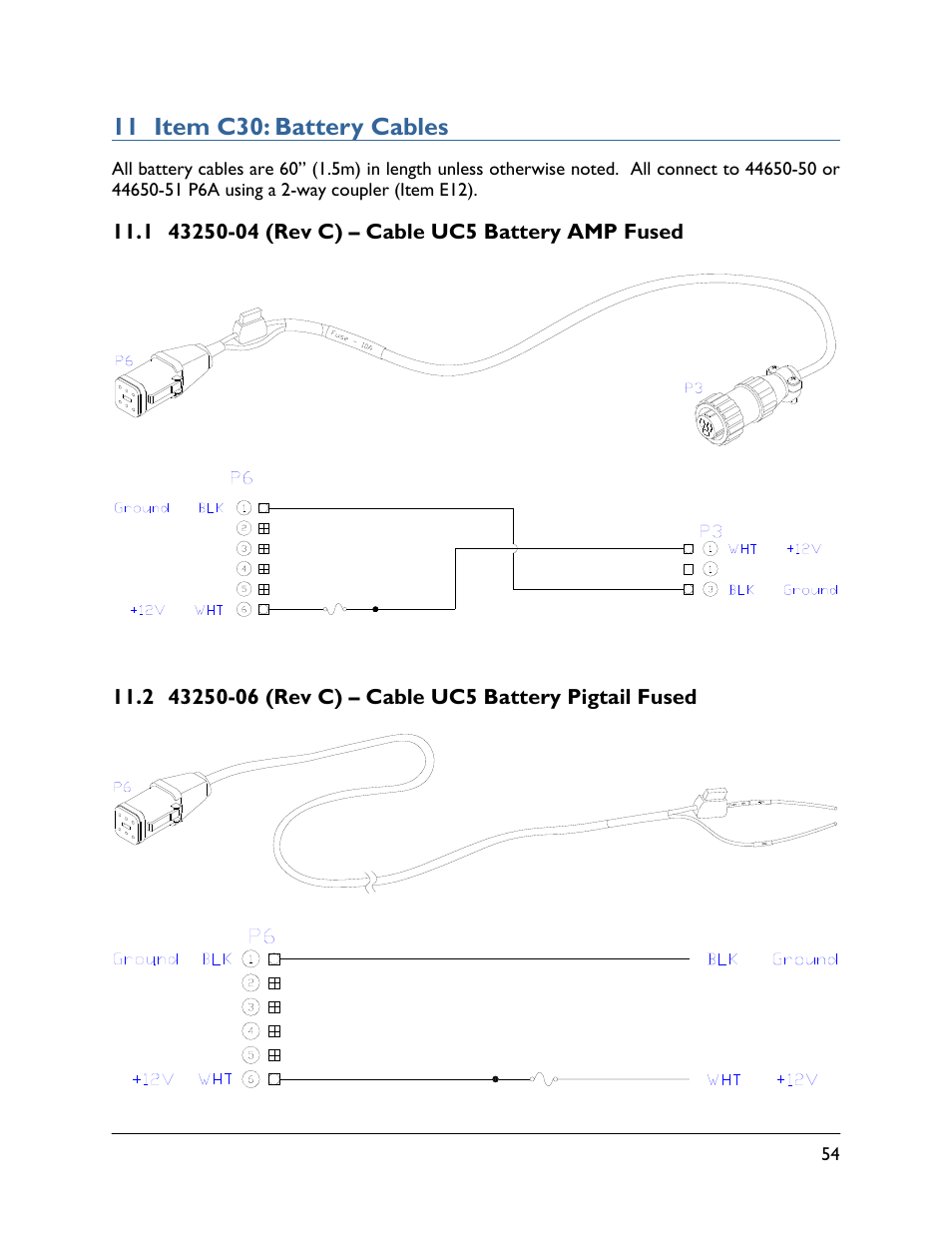 11 item c30: battery cables, 1 43250-04 (rev c), 2 43250-06 (rev c) | NORAC UC4.5-BC User Manual | Page 57 / 92