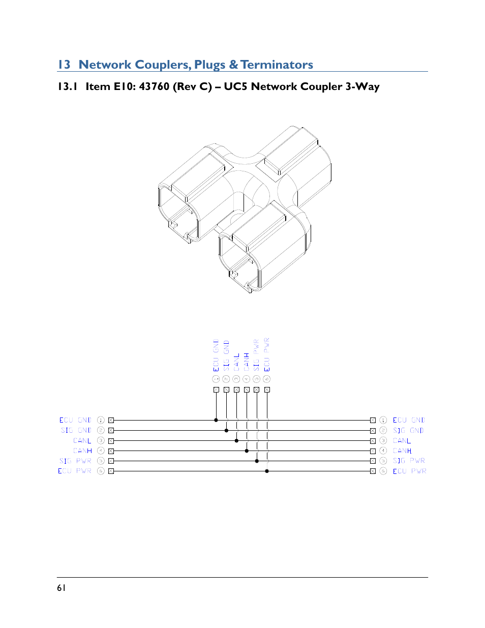 13 network couplers, plugs & terminators, 1 item e10: 43760 (rev c) | NORAC UC4.5-BC User Manual | Page 64 / 92