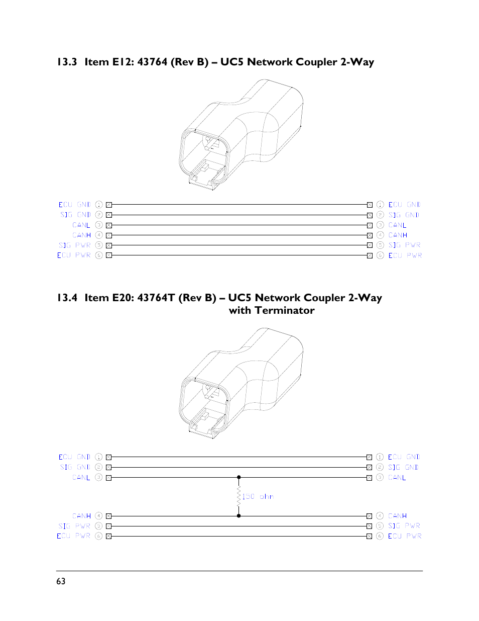 3 item e12: 43764 (rev b), 4 item e20: 43764t (rev b) | NORAC UC4.5-BC User Manual | Page 66 / 92