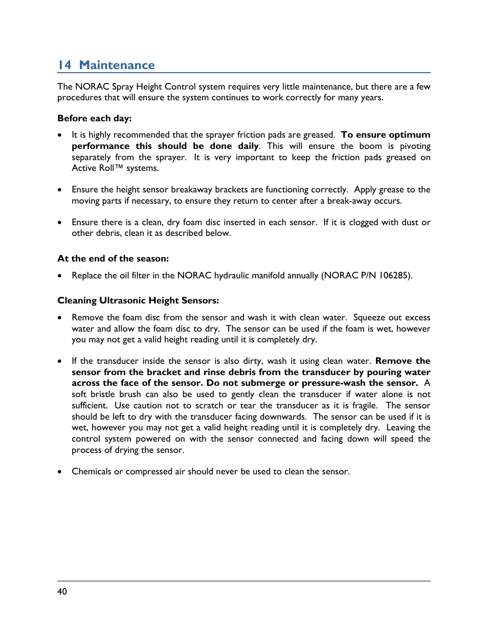 14 maintenance | NORAC UC5-BC-ECHO-VT User Manual | Page 44 / 55