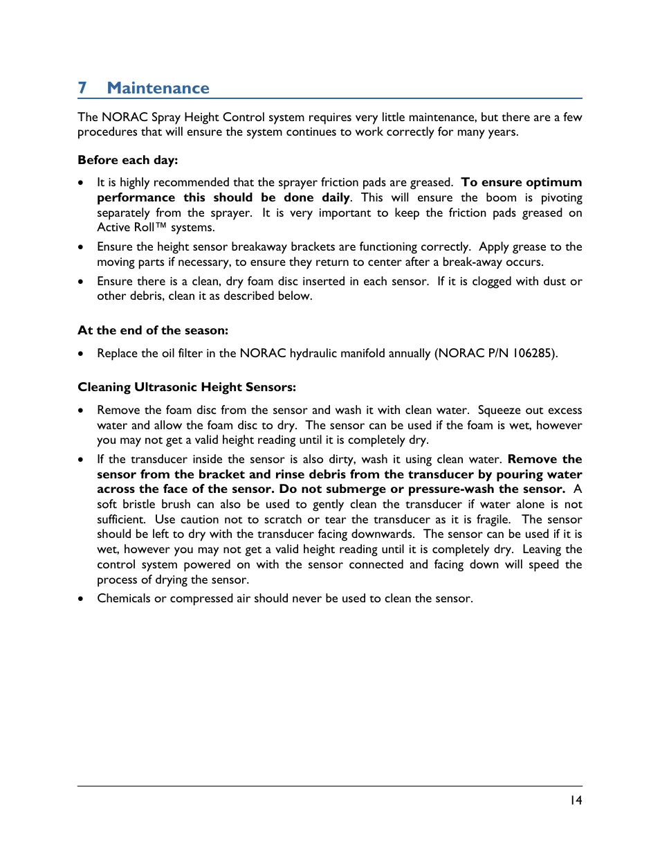 7 maintenance | NORAC UC5-BC-VT User Manual | Page 17 / 24