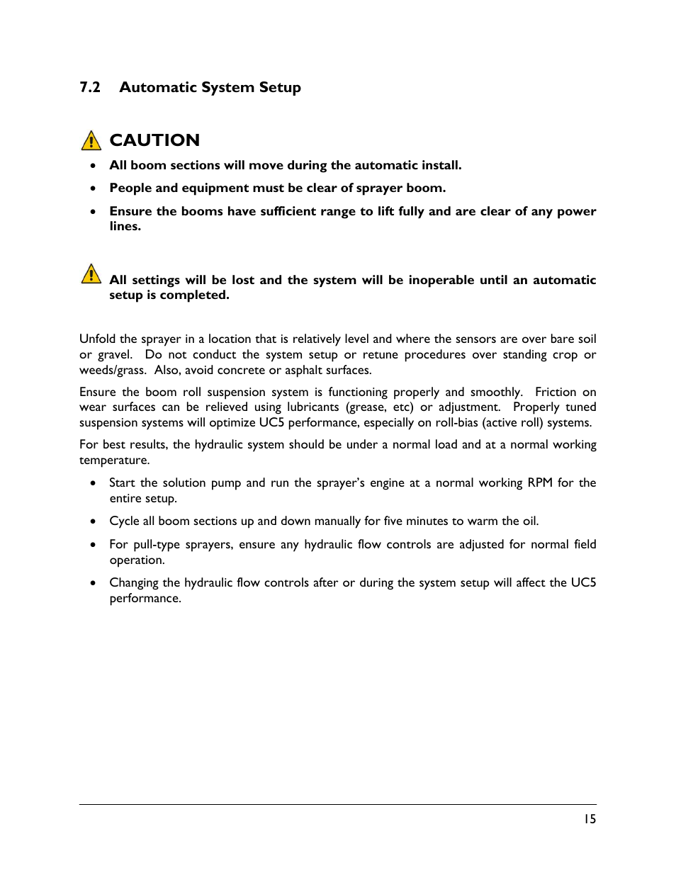 2 automatic system setup, Caution | NORAC UC5-BC-AL Manual User Manual | Page 19 / 56