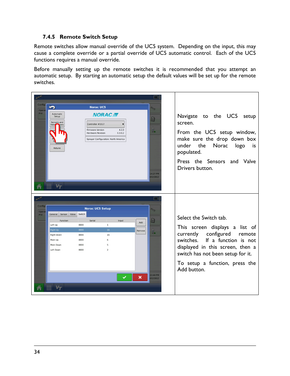 5 remote switch setup | NORAC UC5-BC-AL Manual User Manual | Page 38 / 56