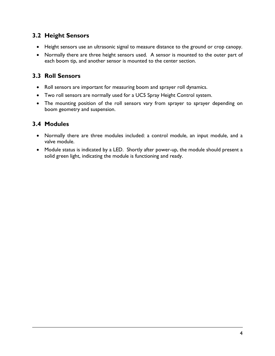 2 height sensors, 3 roll sensors, 4 modules | NORAC UC5-BC-AL Quick Guide User Manual | Page 7 / 15