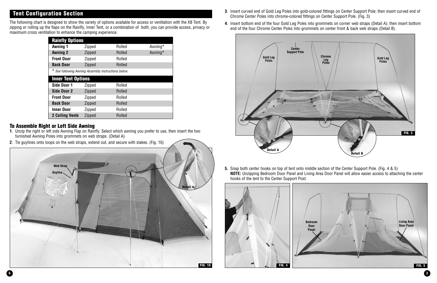Rainfly options, Inner tent options | Coleman Tent X8 User Manual | Page 3 / 4