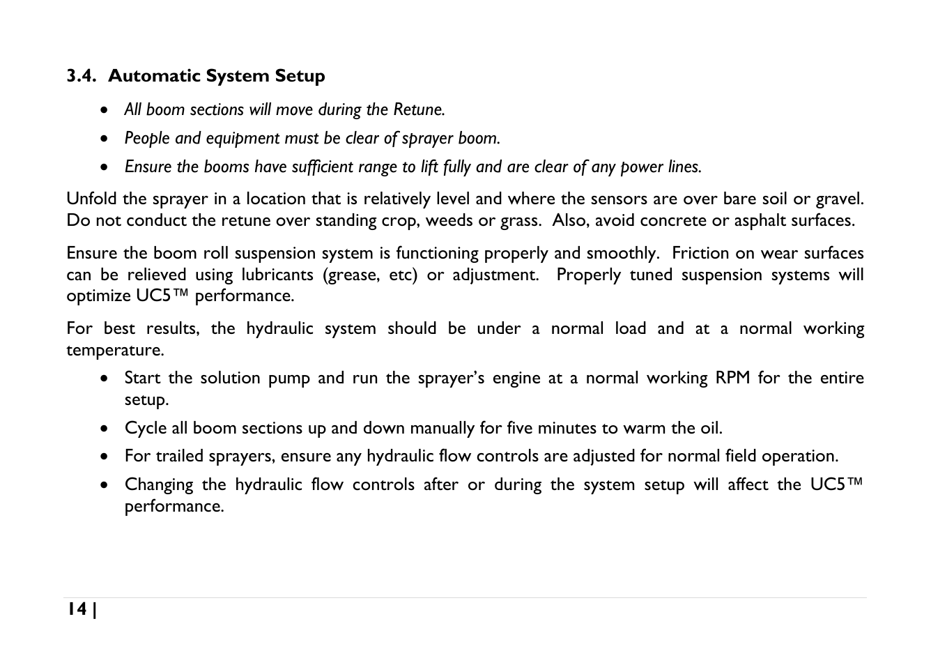 Automatic system setup | NORAC UC5-BC-AGCO-RMC User Manual | Page 14 / 56