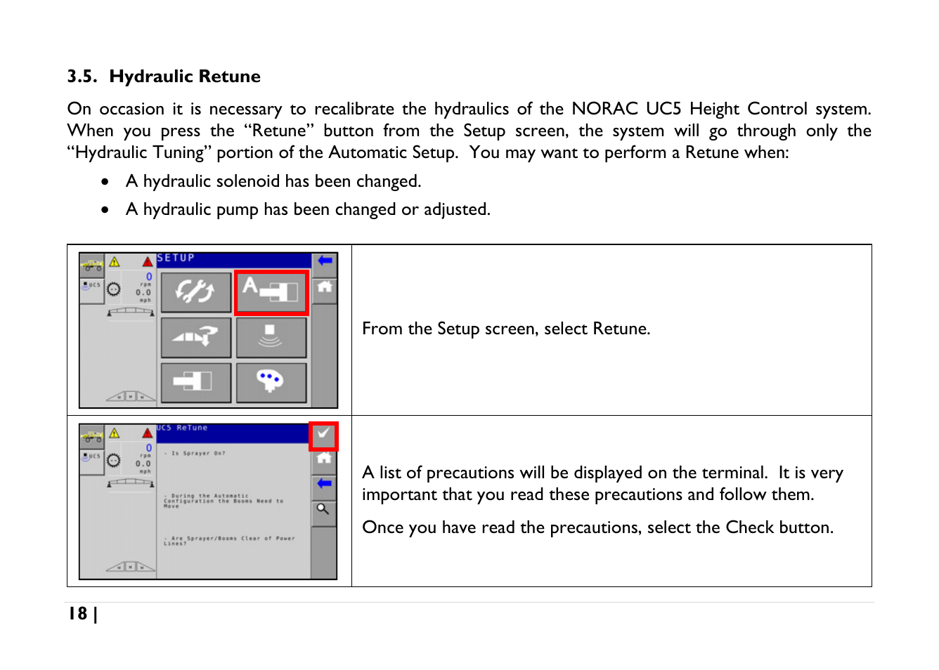 Hydraulic retune | NORAC UC5-BC-AGCO-RMC User Manual | Page 18 / 56