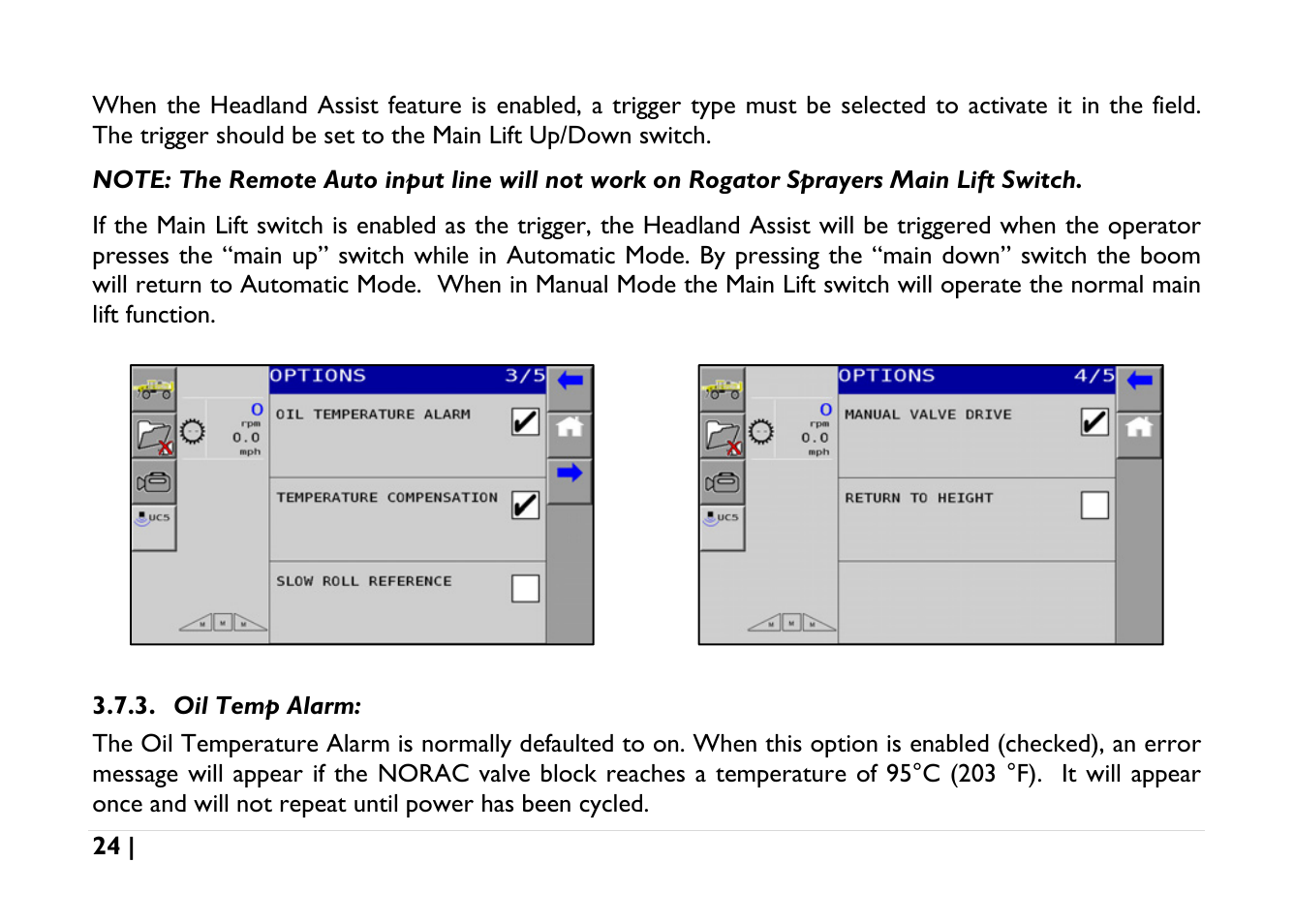 Oil temp alarm | NORAC UC5-BC-AGCO-RMC User Manual | Page 24 / 56