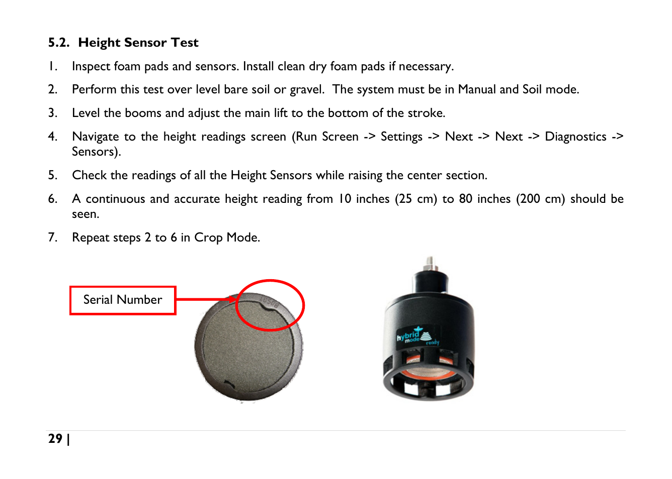 Height sensor test | NORAC UC5-BC-AGCO-RMC User Manual | Page 29 / 56