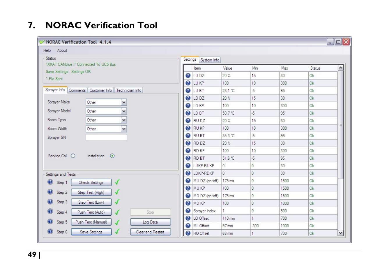 Norac verification tool | NORAC UC5-BC-AGCO-RMC User Manual | Page 49 / 56