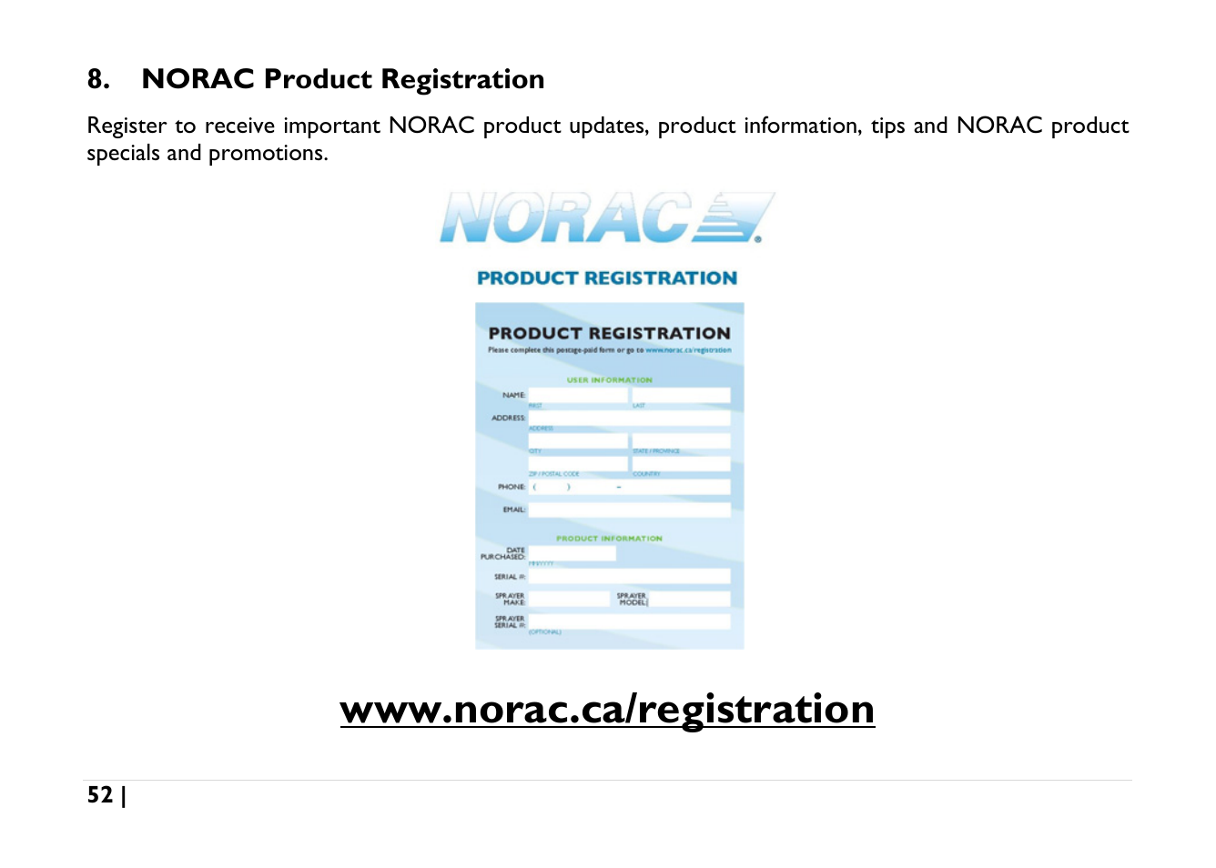 Norac product registration | NORAC UC5-BC-AGCO-RMC User Manual | Page 52 / 56