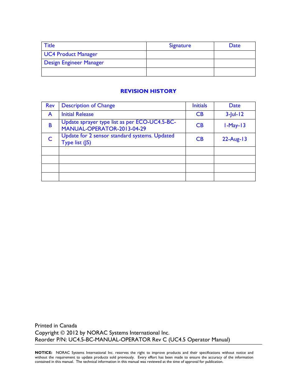 NORAC UC4.5-BC Operator Manual User Manual | Page 2 / 54