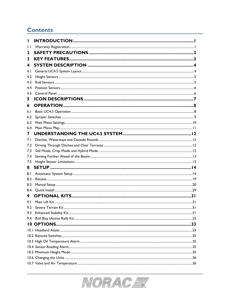 NORAC UC4.5-BC Operator Manual User Manual | Page 3 / 54