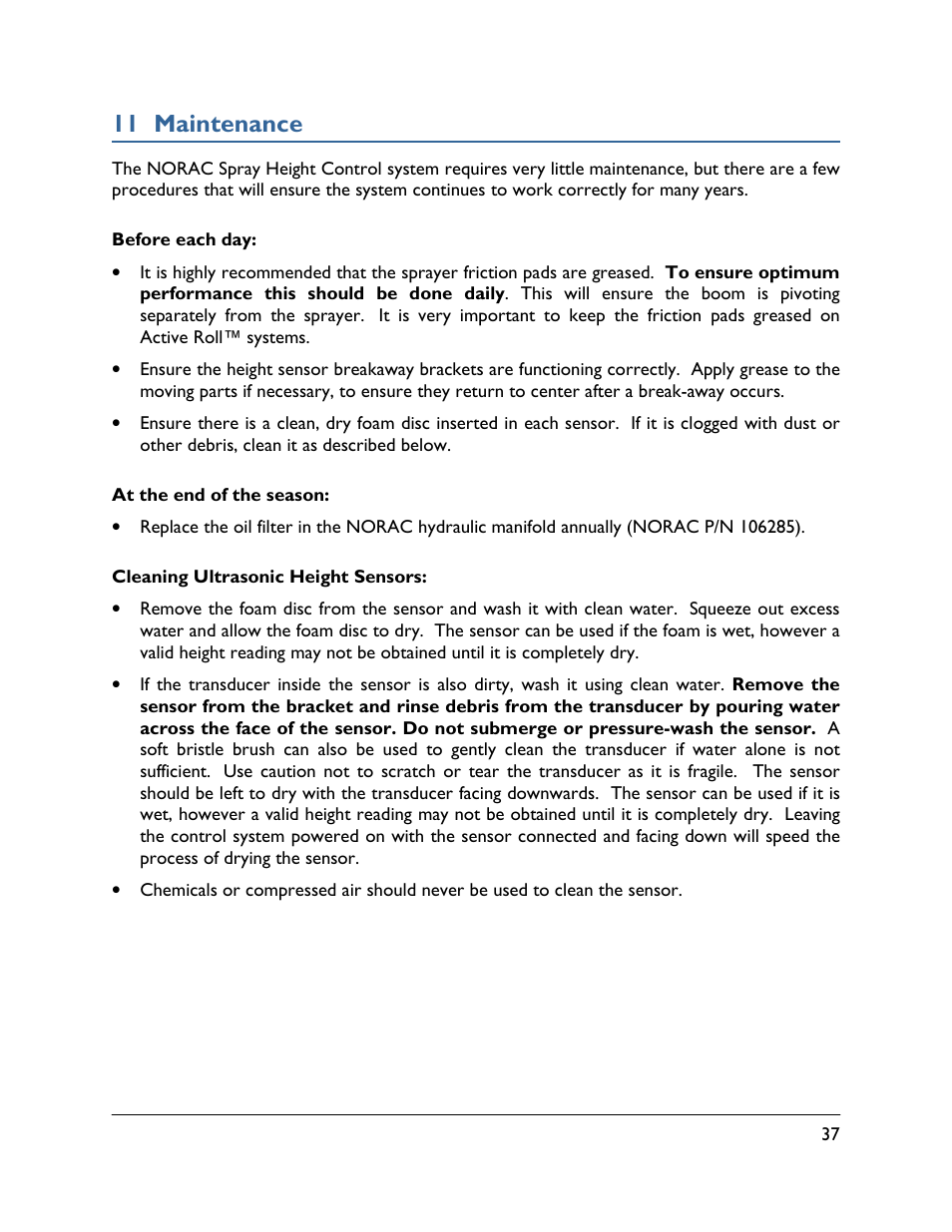 11 maintenance | NORAC UC4.5-BC Operator Manual User Manual | Page 41 / 54
