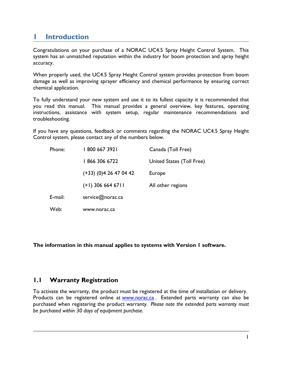 1 introduction | NORAC UC4.5-BC Operator Manual User Manual | Page 5 / 54