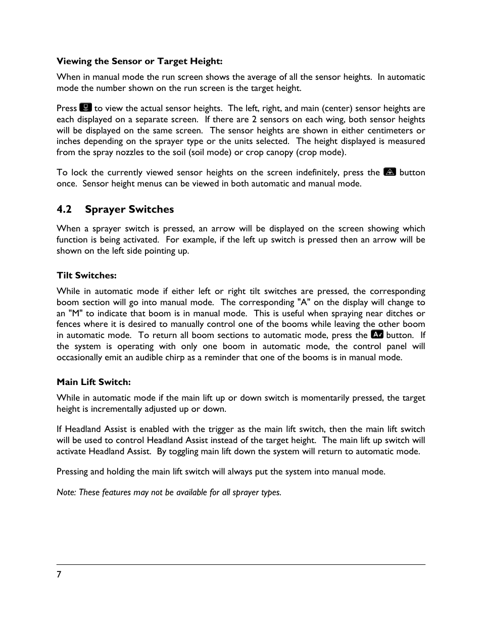 2 sprayer switches | NORAC UC4.5-BC Quick Guide User Manual | Page 10 / 19