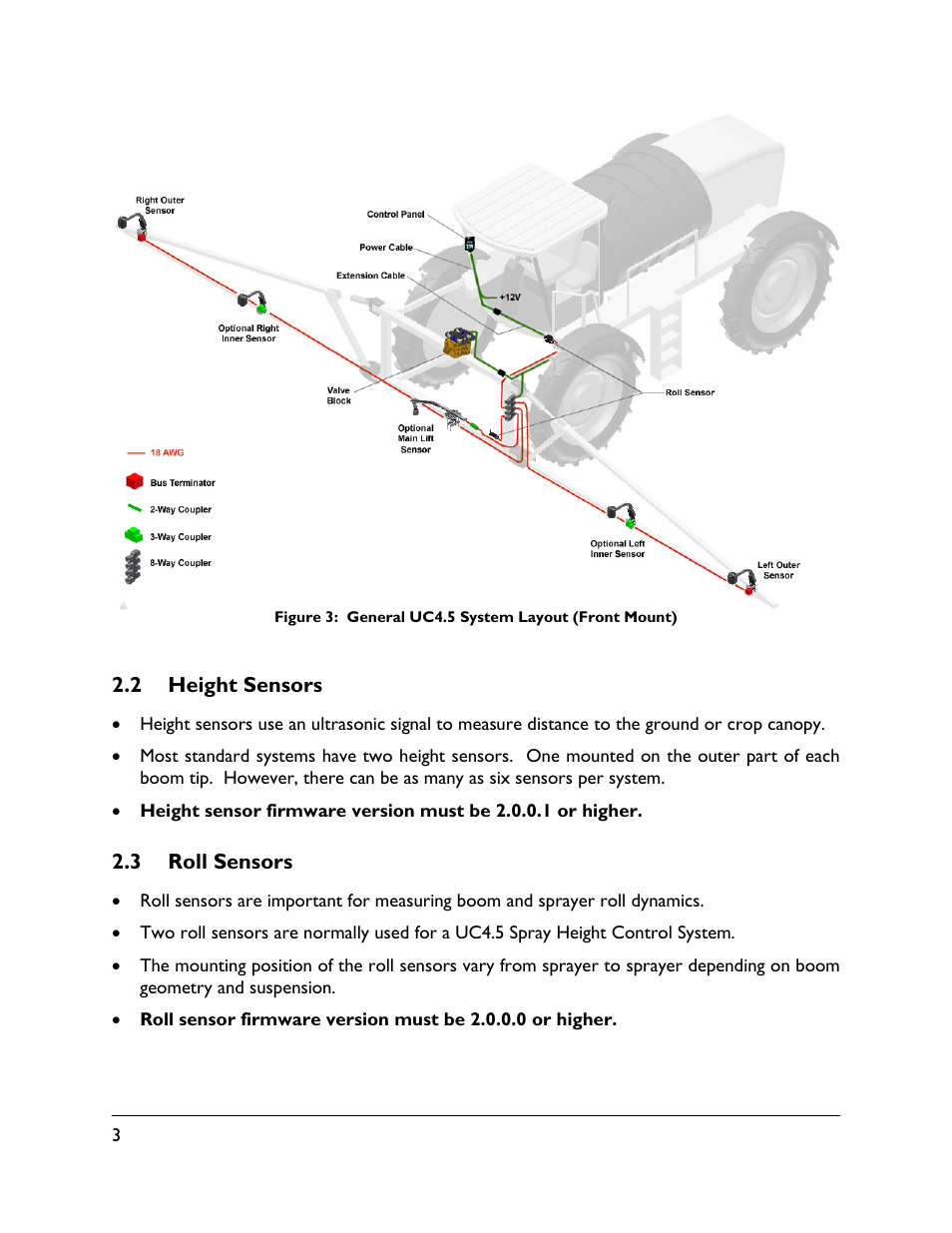 2 height sensors, 3 roll sensors | NORAC UC4.5-BC Quick Guide User Manual | Page 6 / 19