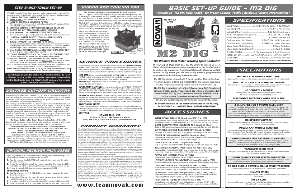 Novak Brushed Speed Control: M2 Dig Basic Set-Up Guide (55-1846-1.3) User Manual | 2 pages