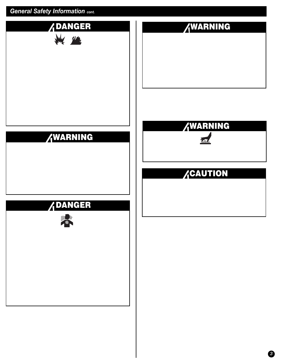 Danger, Warning, Danger warning | Caution | Coleman PROPANE STOVE 9941 User Manual | Page 3 / 12