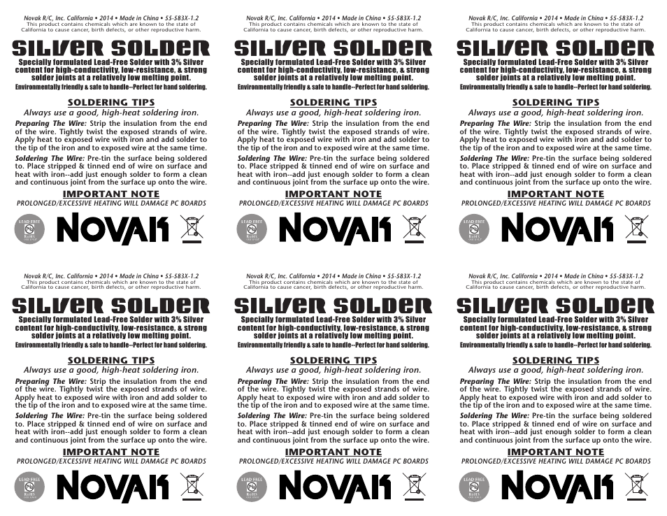 Novak 55-583X-1.2_Manufacturing 6-Up Layout (55-583X-1.2) User Manual | 1 page