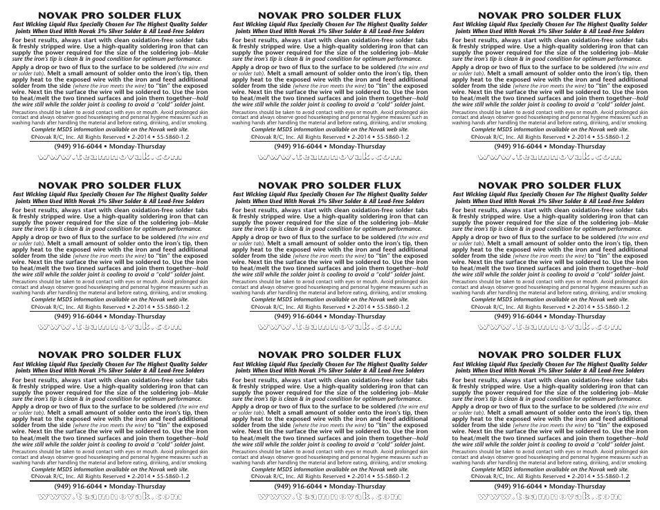 Novak 55-5861-1.2_Manufacturing 9-Up Layout (55-5860-1.2) User Manual | 1 page
