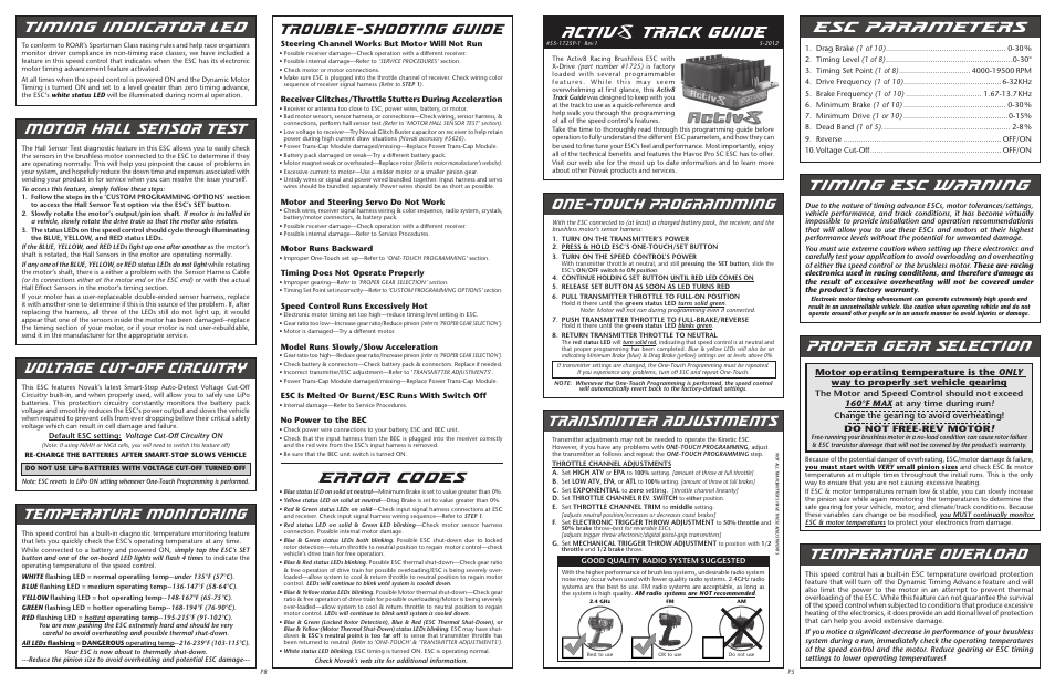 Novak Activ8 Track Guide -- V1 (Non Super-Tuner) (55-1725P-1 Rev.1) User Manual | 2 pages