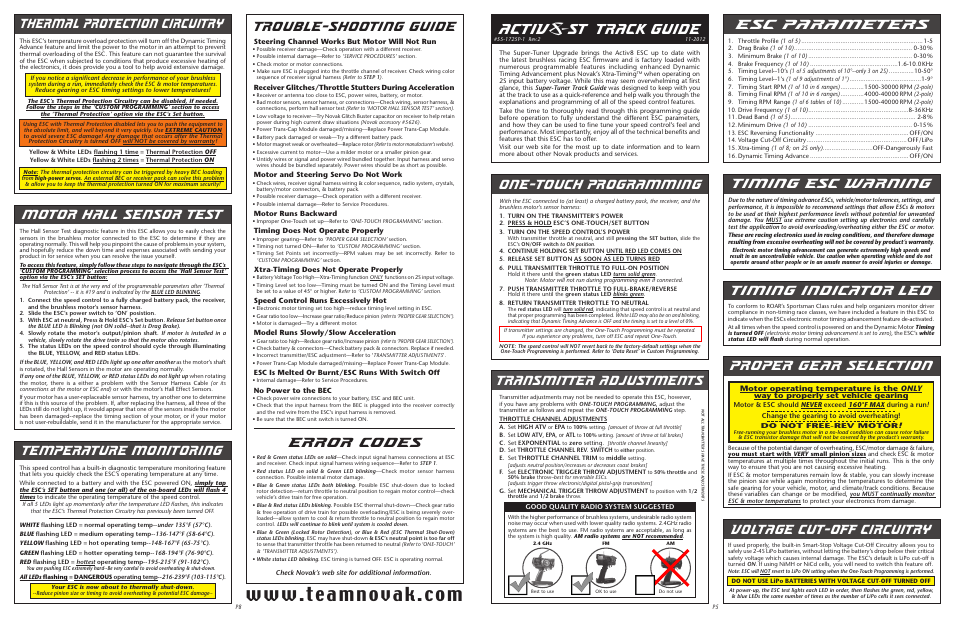 Novak Activ8-ST Track Guide--With Super-Tuner firmware (55-1725P-1 Rev.2) User Manual | 2 pages