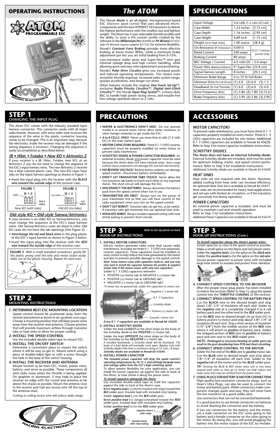 Novak Atom ESC (1770) User Manual | 2 pages