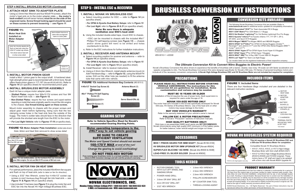 Novak Brushless Conversion Kit (55-5010-1) User Manual | 2 pages