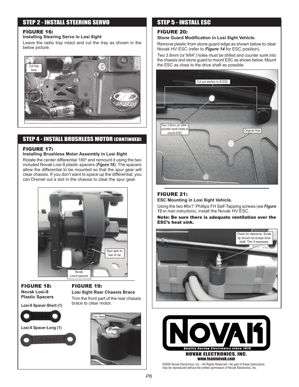 Step 5 - install esc | Novak Conv. Kit Vehicle Sheet- Losi 8ight (55-5019D-1) User Manual | Page 2 / 2