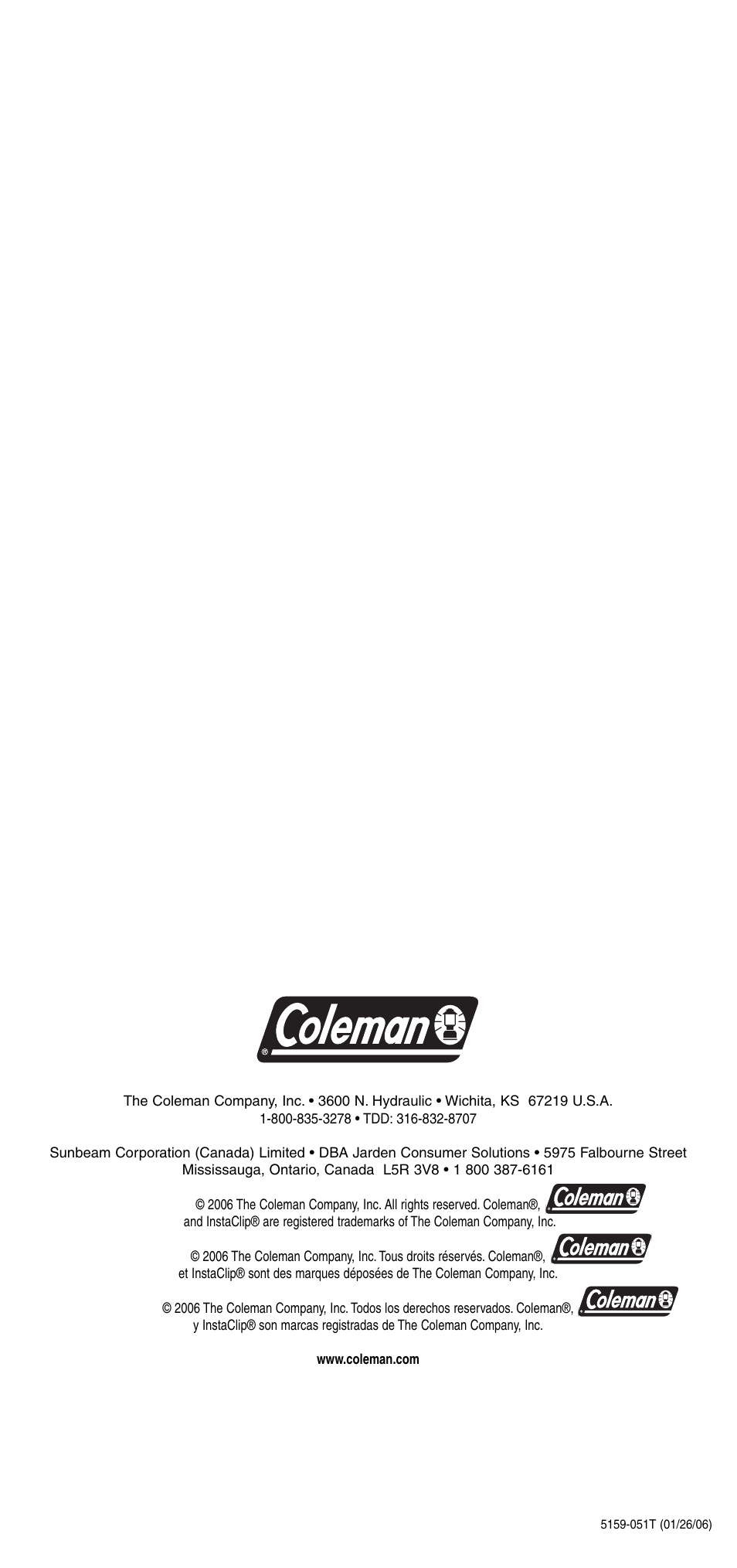 Coleman 5159 Series User Manual | Page 24 / 24