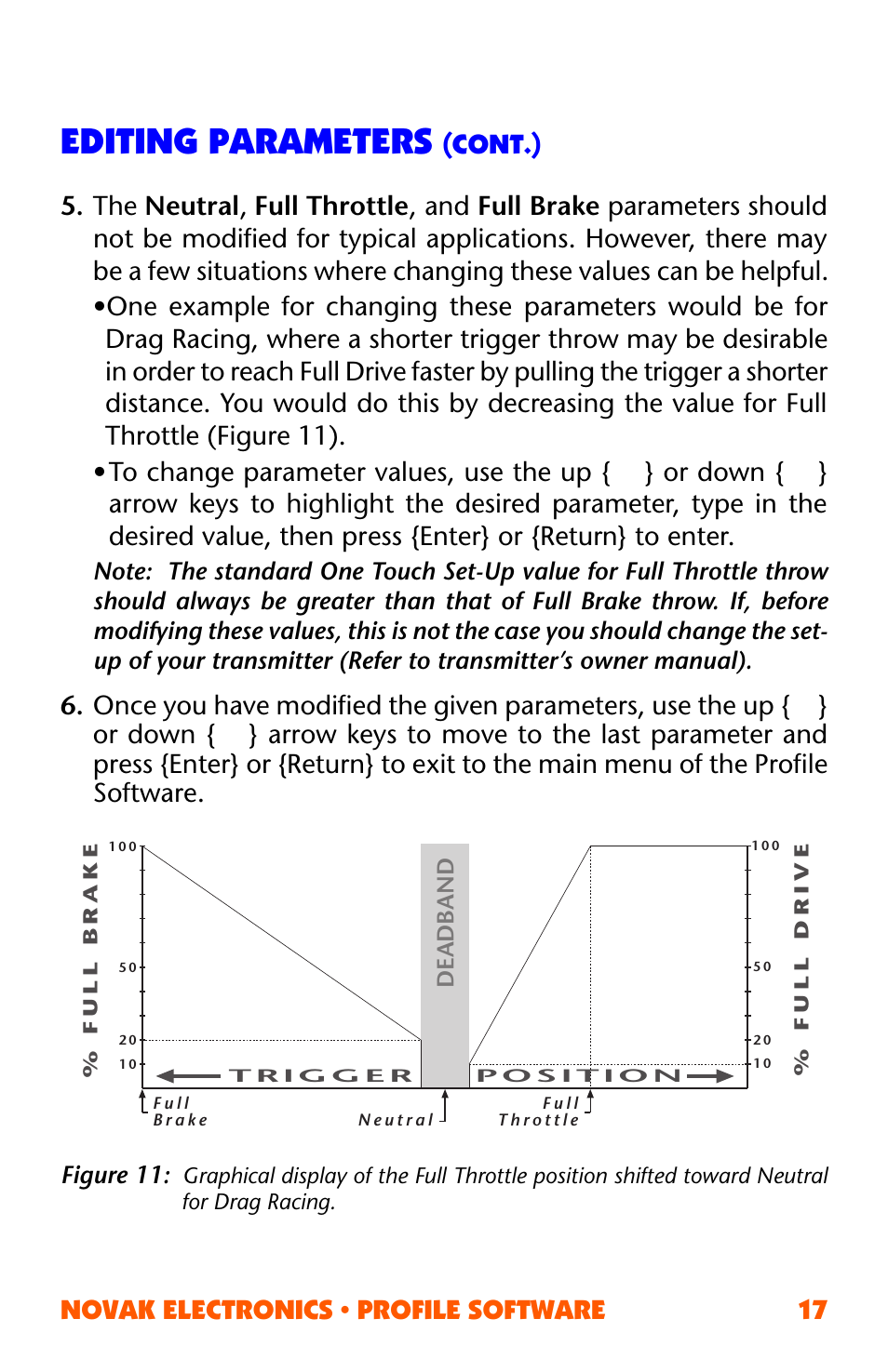 Editing parameters, Novak electronics • profile software 17 | Novak ESC Profile Software User Manual | Page 17 / 28