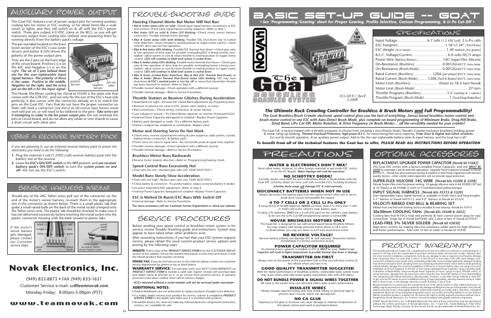 Novak Goat 3S Basic Set-Up (55-3019-1_Rev.B) User Manual | 2 pages