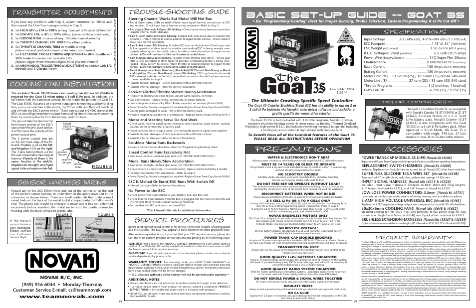 Novak Goat 3S Programming Sheet (55-3214-1 Rev.4) User Manual | 2 pages