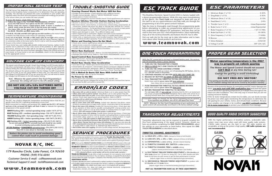 Novak GTB 4-Cell Addendum (55-1709P-1.6 Rev.6) User Manual | 2 pages