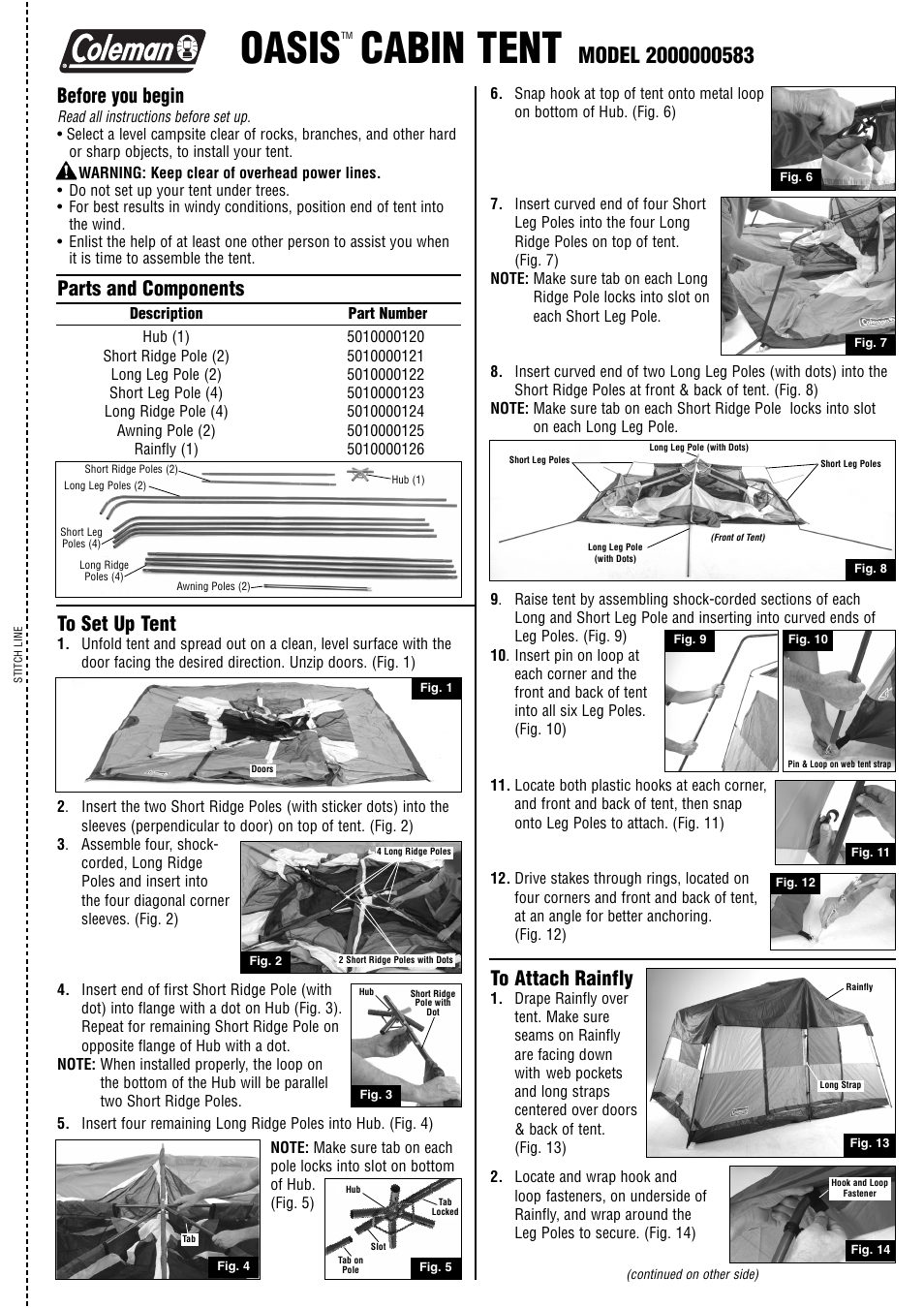 Coleman 2000000583 User Manual | 2 pages