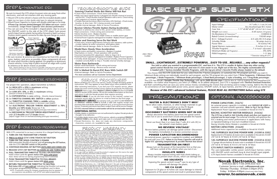 Novak GTX Programmable Racing ESC 7th Profile Customizing Sheet (IM-1780-2) User Manual | 2 pages