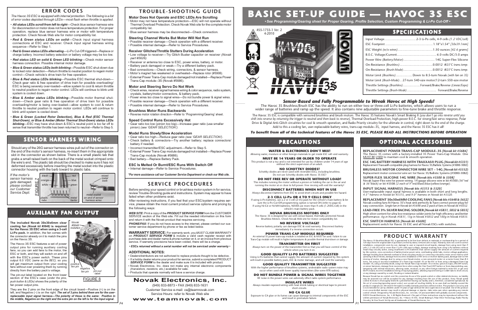 Novak Havoc Pro SC Basic Set-Up -- NEW (button on corner of PC board) (55-1733-1 Ver. 2) User Manual | 2 pages