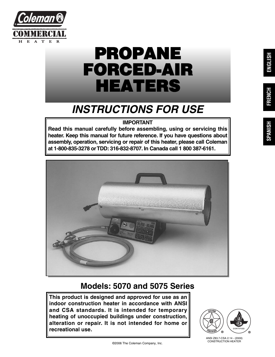Coleman 5075 Series User Manual | 44 pages