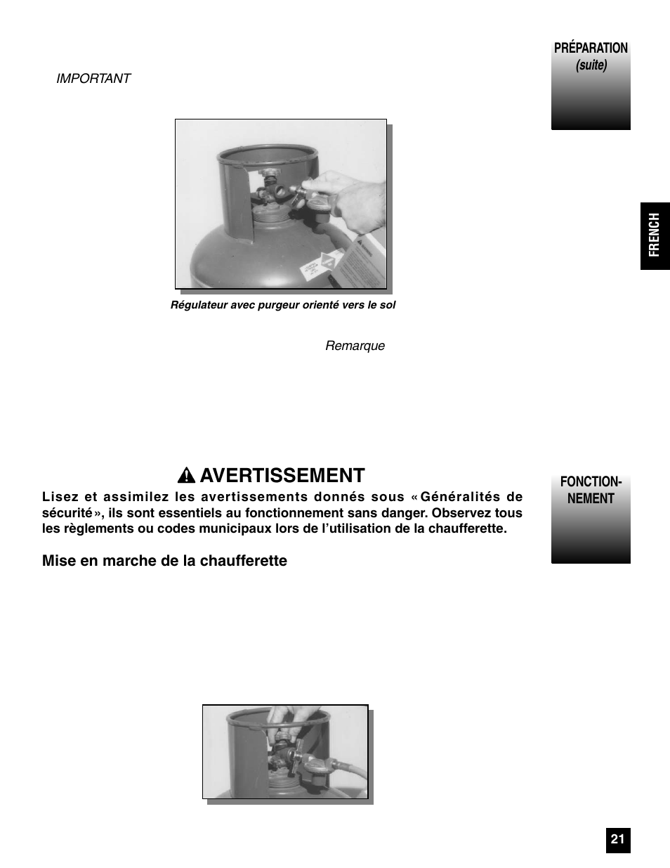 Avertissement | Coleman 5075 Series User Manual | Page 21 / 44
