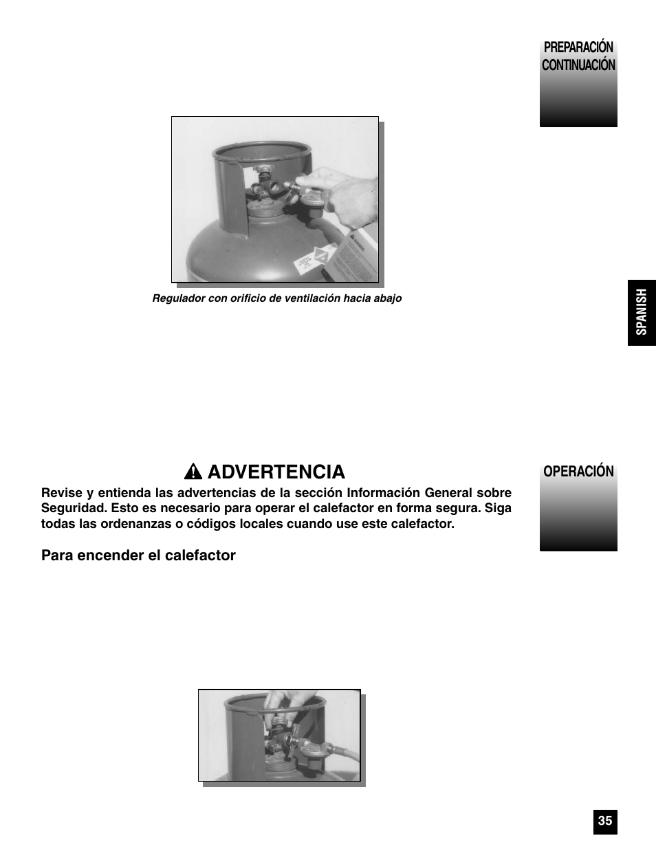 Advertencia | Coleman 5075 Series User Manual | Page 35 / 44