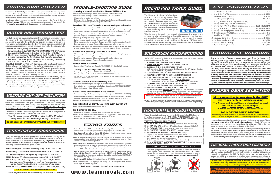 Novak Micro Pro Track Guide (55-1856P-1 Rev.1) User Manual | 2 pages