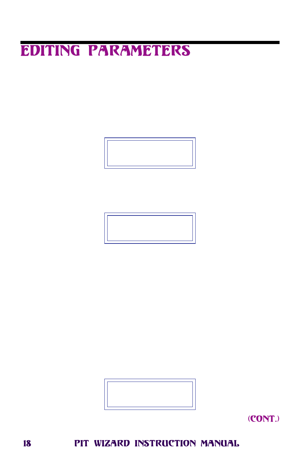 Editing parameters, Editing parameters -20 | Novak Pit Wizard User Manual | Page 18 / 34