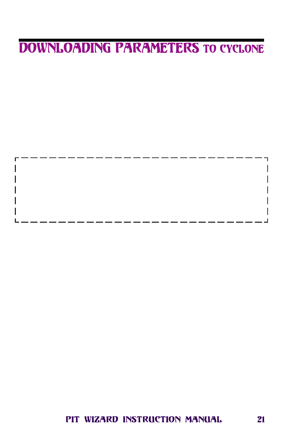 Downloading parameters to cyclone, Downloading parameters to cyclone -22, Downloading parameters | Novak Pit Wizard User Manual | Page 21 / 34