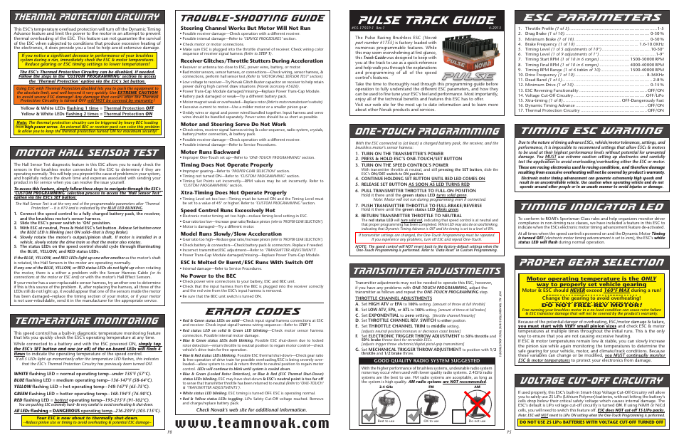 Novak Pulse Track Guide (55-1755P-1 Rev.1) User Manual | 2 pages