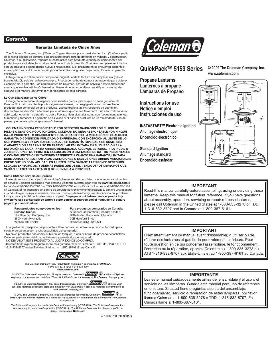 Coleman QUICKPACK 5159 User Manual | 12 pages