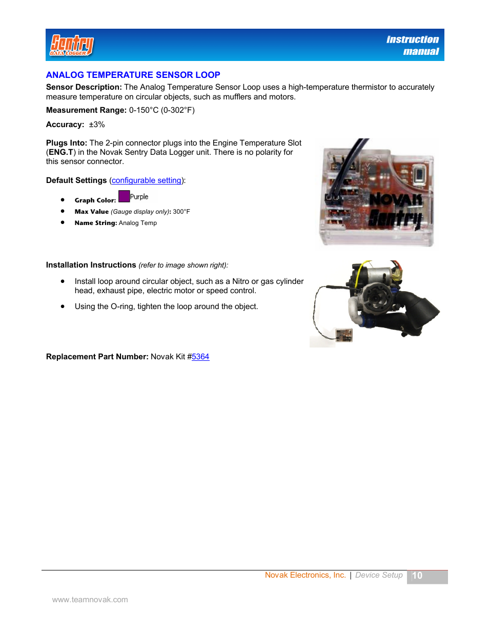 Analog temperature sensor loop, Nalog, Emperature | Ensor | Novak Sentry Data Logger User Manual | Page 10 / 35