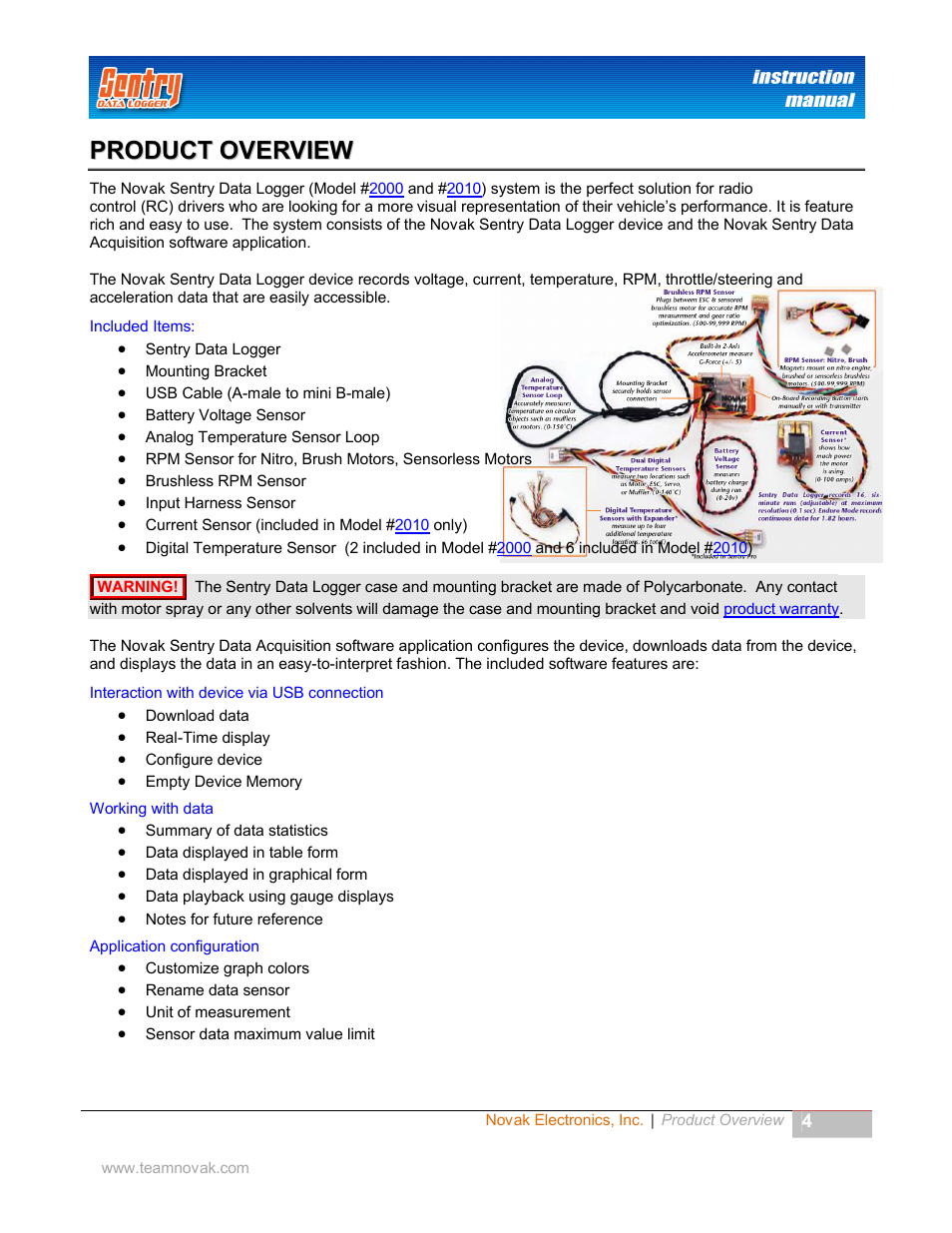 Product overview | Novak Sentry Data Logger User Manual | Page 4 / 35