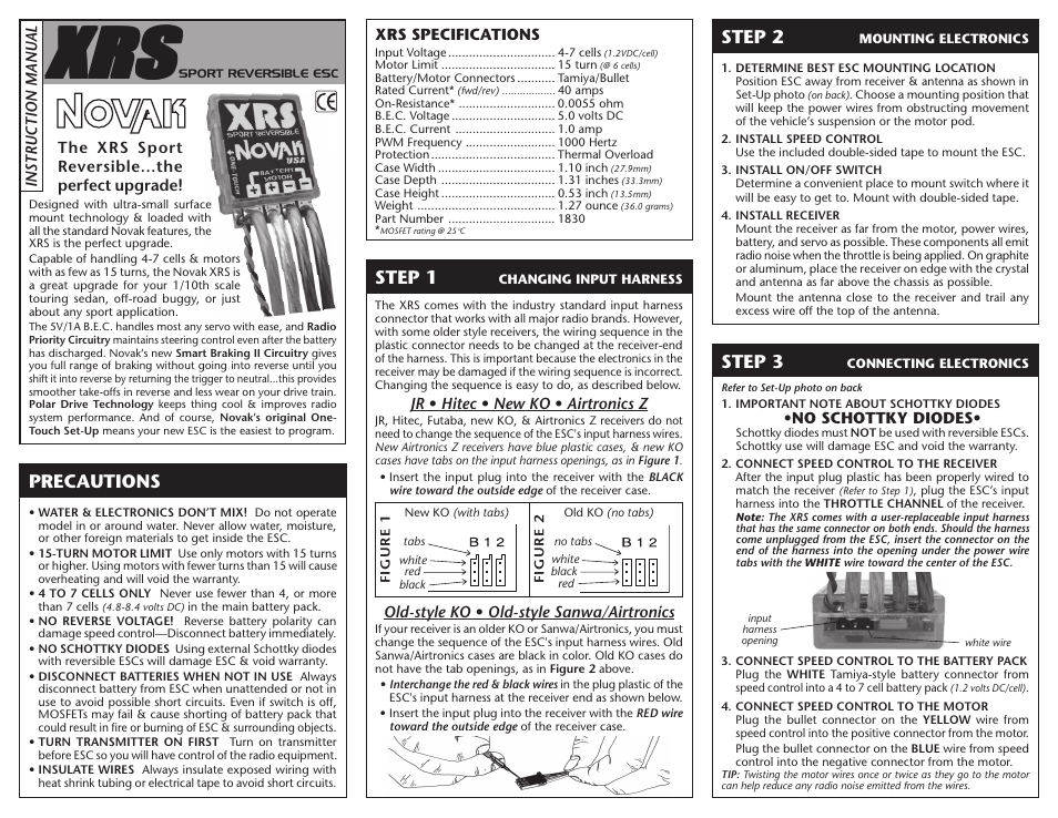 Novak XRS Sport Reversible User Manual | 2 pages