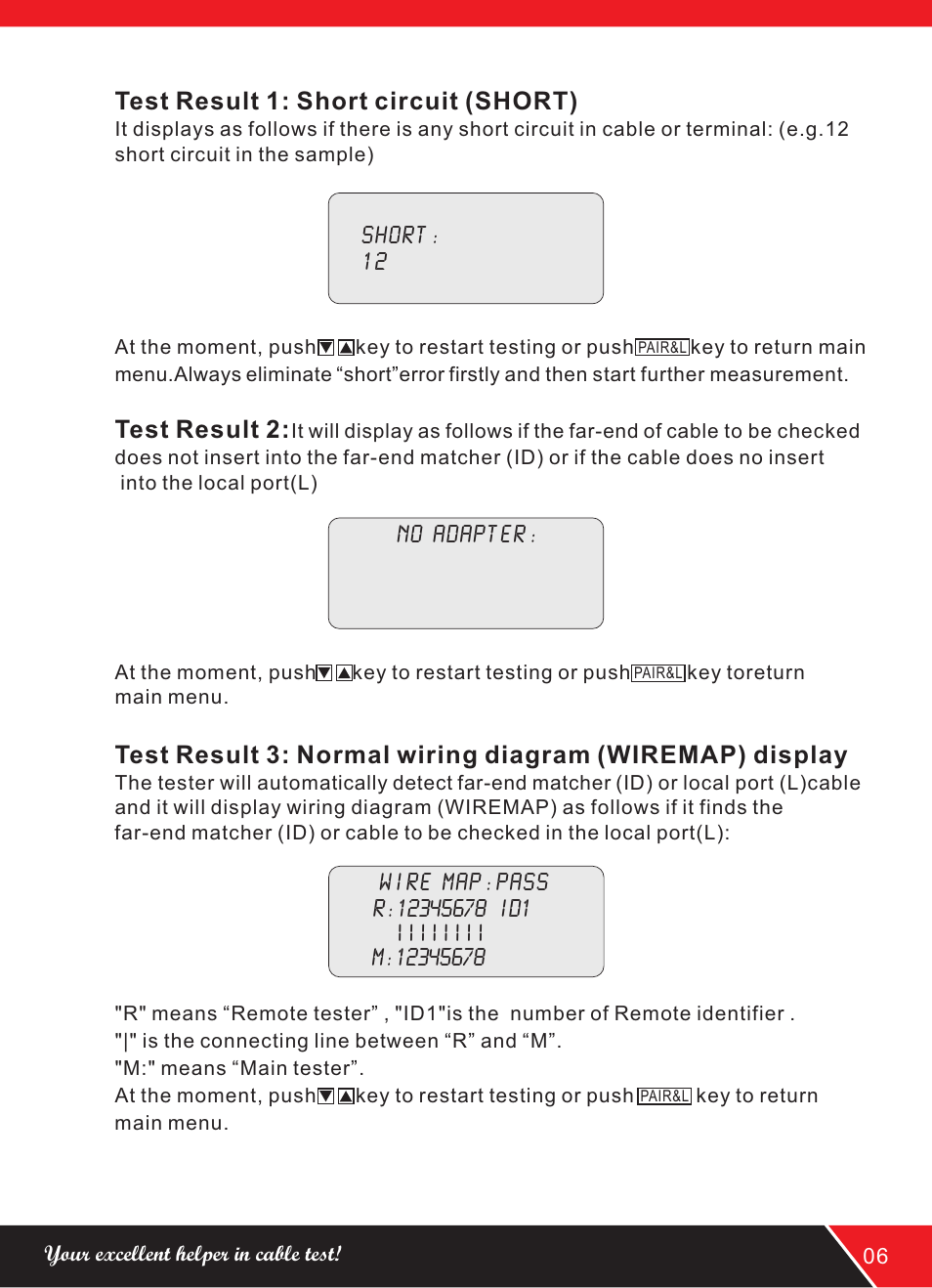 Test result 1: short circuit (short), Test result 2 | NOYAFA NF-308 User Manual | Page 9 / 16